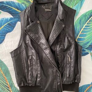 Leather like crop vest